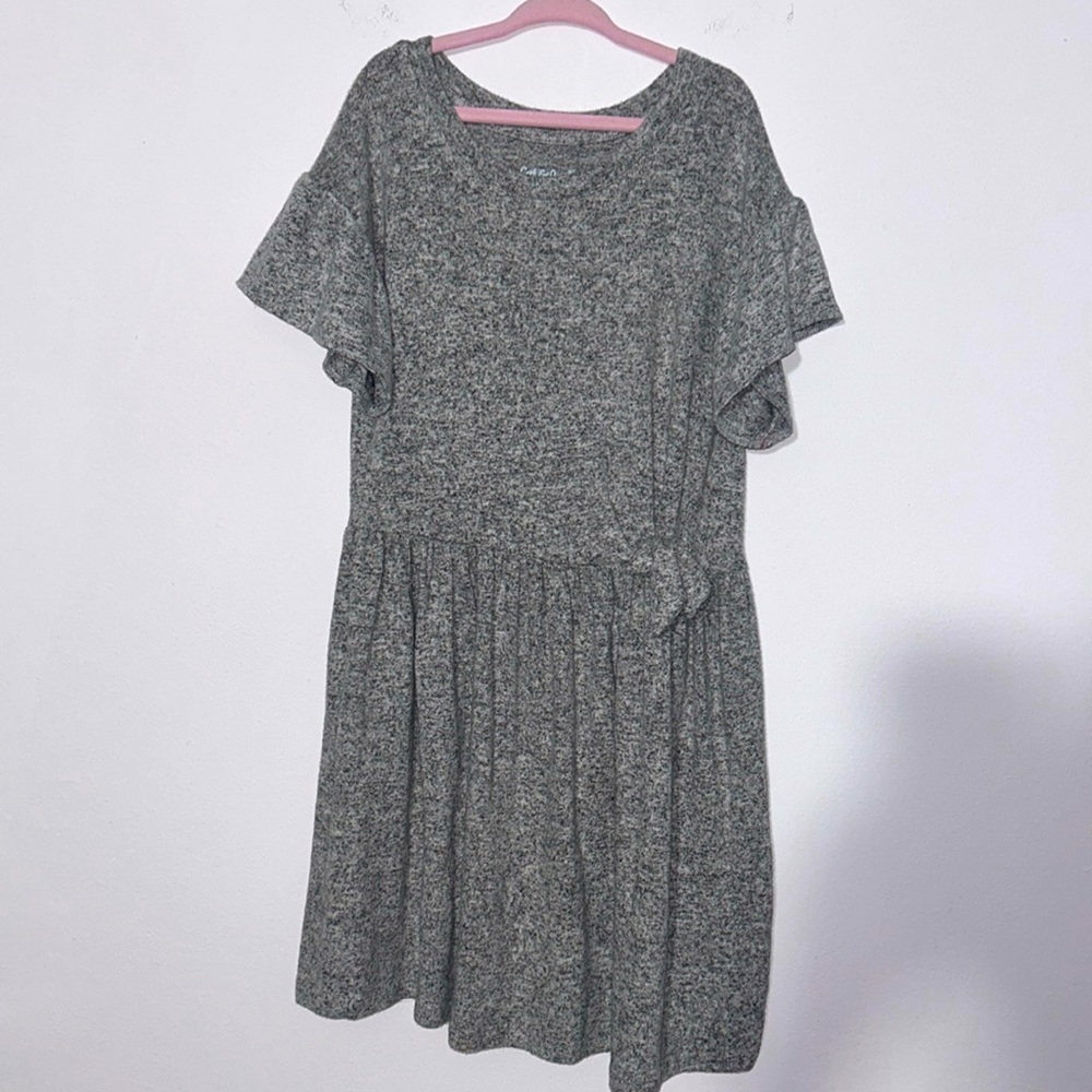 Cat & jack girls tie front knit drees grey size small 6x